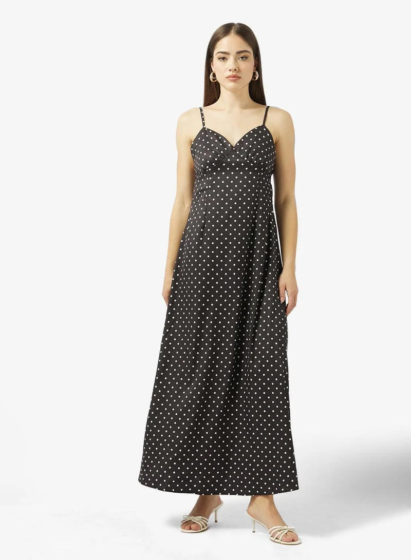 Ginger  Strappy Polka Dot Dress with Scarf for Women | Best Price UAE