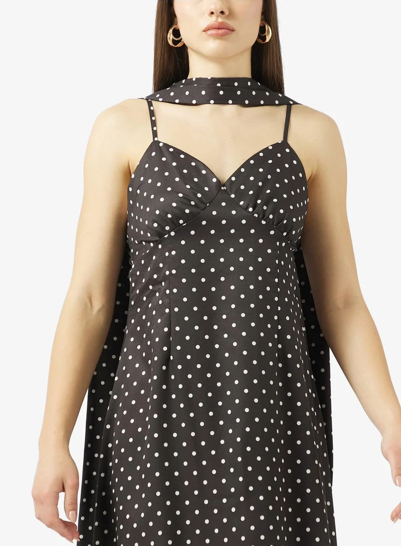 Ginger  Strappy Polka Dot Dress with Scarf for Women | Best Price UAE