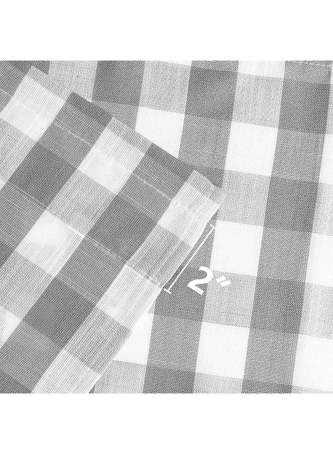 Bapawfish Grey Buffalo Plaid Cafe Curtains Farmhouse Tiers Kitchen Curtains 24 Inches Long, Gingham Check Rod Pocket Half Window Short Curtains for Kitchen Bathroom, 28" x 24", Silver/Gray, Set of 2 - Image 3