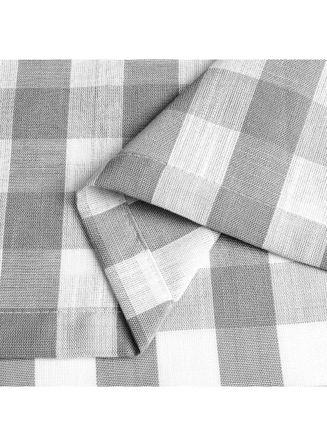 Bapawfish Grey Buffalo Plaid Cafe Curtains Farmhouse Tiers Kitchen Curtains 24 Inches Long, Gingham Check Rod Pocket Half Window Short Curtains for Kitchen Bathroom, 28" x 24", Silver/Gray, Set of 2 - Image 5