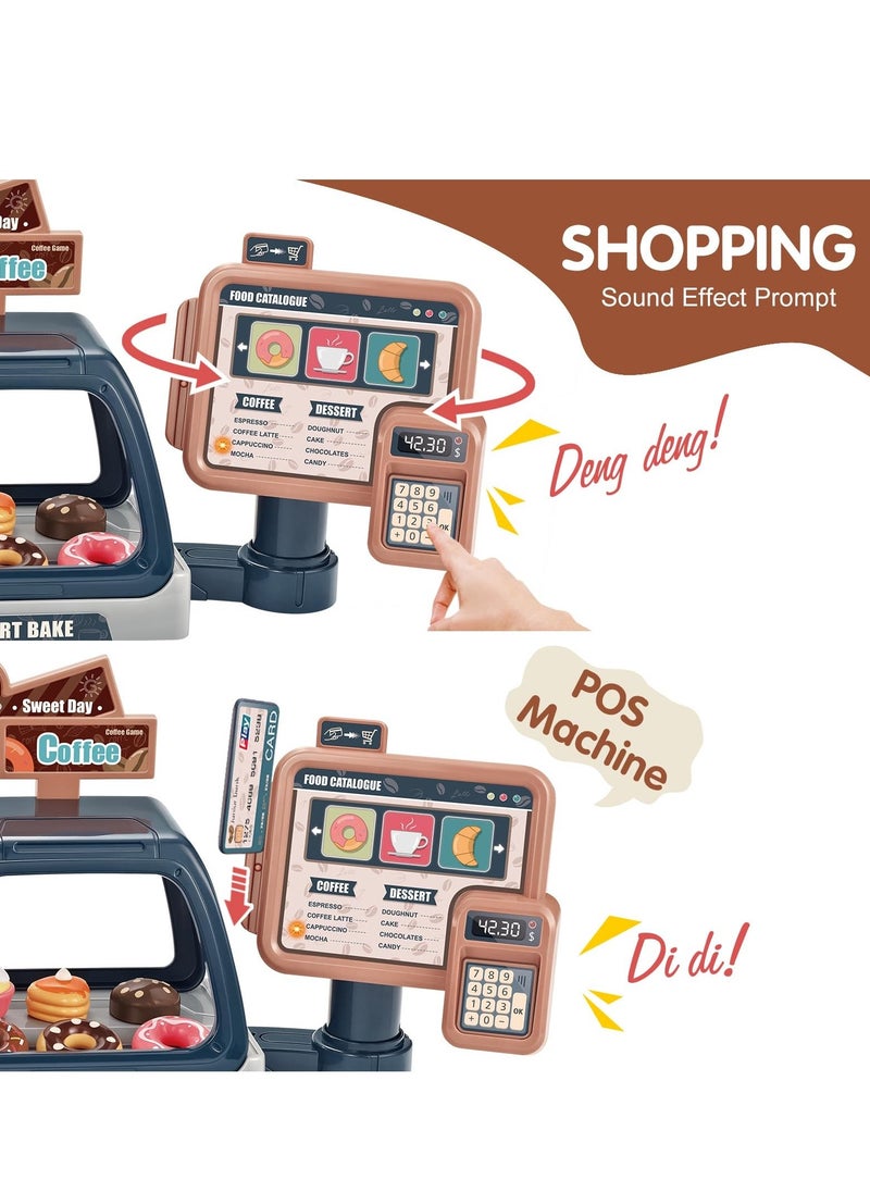 41Pcs Pretend Role Play Toy Kids Coffee Maker Playset Toy Coffee Maker with Sound Light Kids Kitchen Pretend Play Sets Kitchen Appliances Toy for Boys Girls Gift for Age 3-12 Year Olds - Image 3