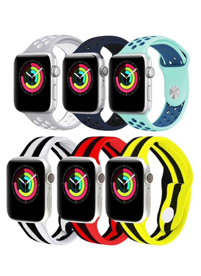 Generic - Apple Watch 41mm 40mm 38mm Silicone Sport Band 6-Pack Nike Design and Rainbow Collection 9 - Image 1