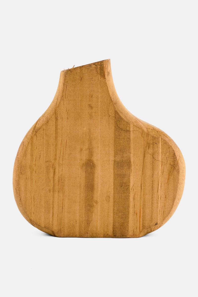 Muy Mucho Decoration Wood Vase, Brown - Image 1