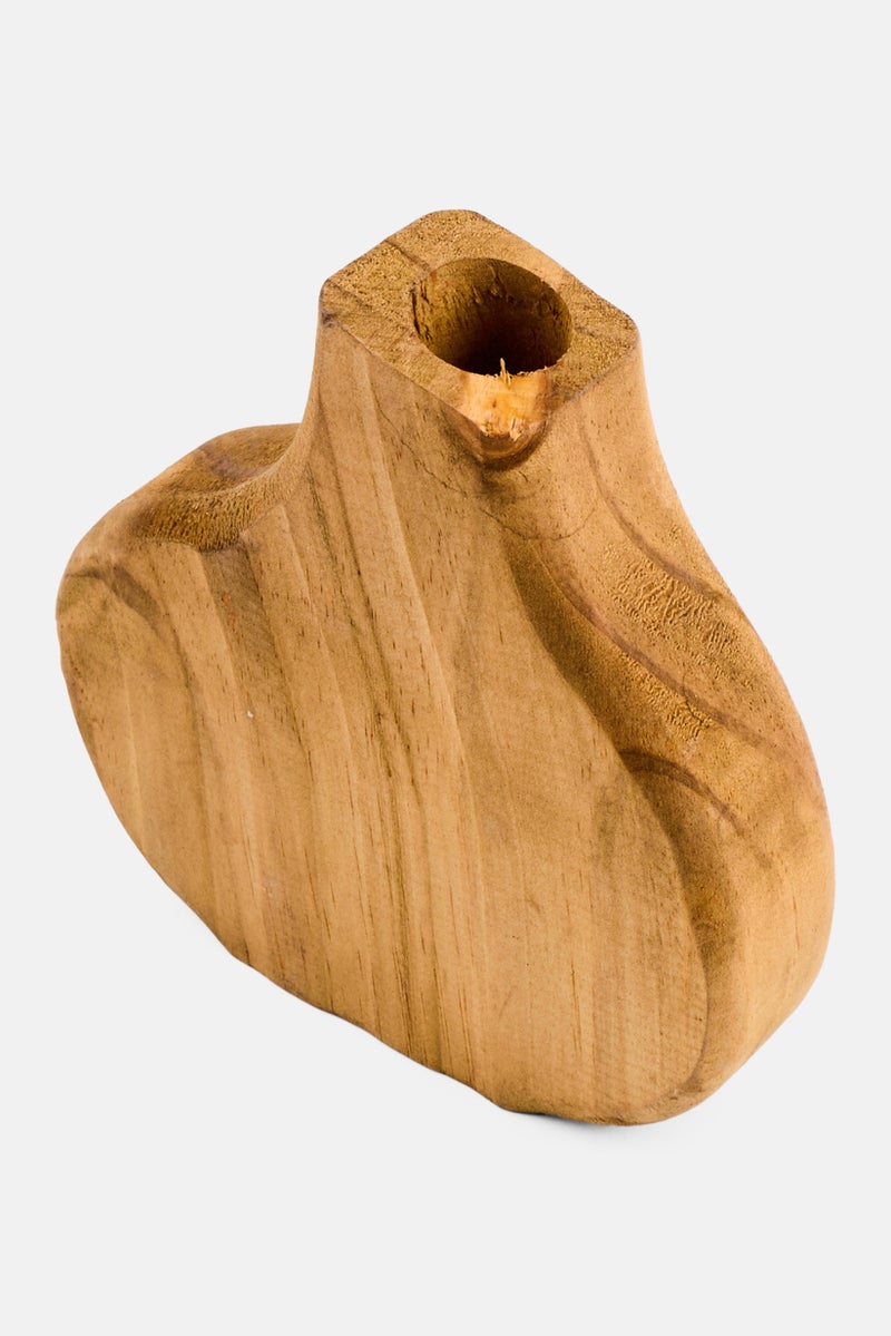 Muy Mucho Decoration Wood Vase, Brown - Image 3