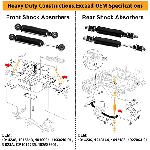 MOSNAI Club Car Front and Rear Shocks for Golf Cart - DS & E 1988-up, Precedent G&E 2004-up (2 Front + 2 Rear) - Replace OEM: 1014235, 1014236, 1010991, 1015813, 1013164 - Image 4