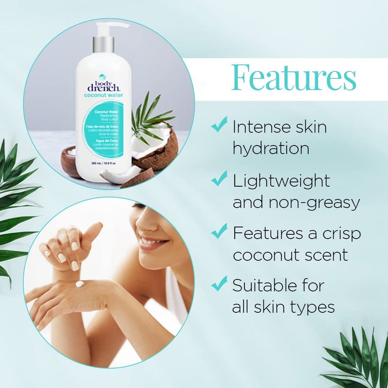 Body Drench Body Lotion for Women, Coconut Water â€“ Hydrating Coconut Lotion for Dry Skin, Moisturizer Skin Care, 16.9 fl oz - Image 4