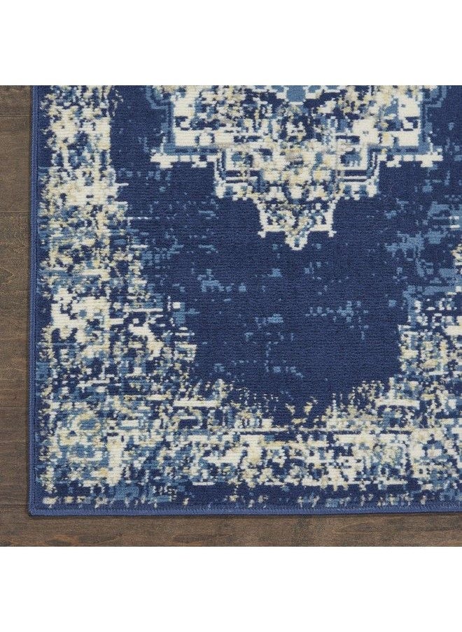 Nourison - Grafix Persian Navy Blue 2'3" X 10' Area Rug Easy Cleaning Non Shedding Bed Room Living Room Dining Room Kitchen (2X10) - Image 1