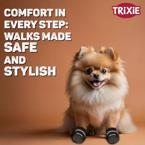 Trixie Walker Care Comfort Protective Boots for Dogs, Walking Shoes, Paw Protector for Dogs, Supports Paw Healing, Hook and Loop Fasteners, Black, 4pcs (S) - Image 2