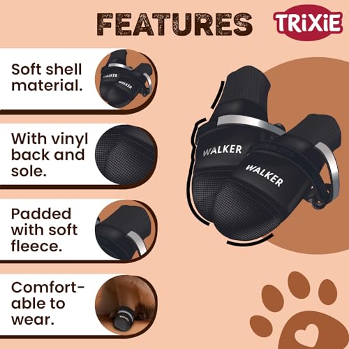 Trixie Walker Care Comfort Protective Boots for Dogs, Walking Shoes, Paw Protector for Dogs, Supports Paw Healing, Hook and Loop Fasteners, Black, 4pcs (S) - Image 4