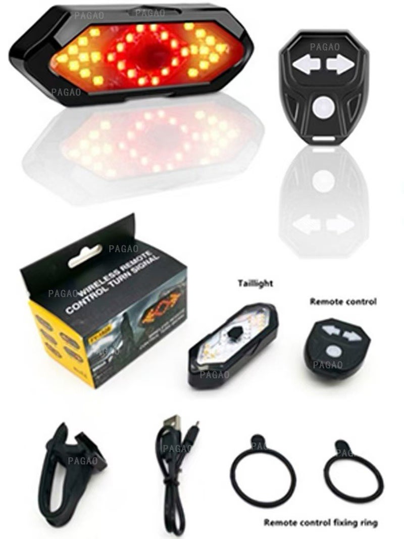 PureJoy Wireless Remote Control Bicycle Tail Light with Turn Signals and Horn, USB-C Rechargeable LED Safety Light for Mountain Bike, Cycling Accessories