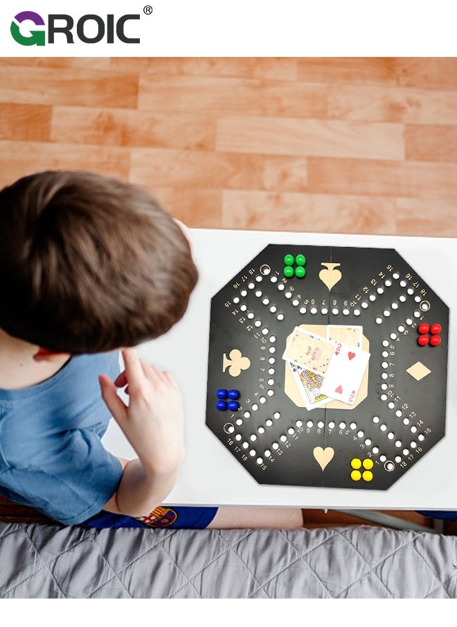 GROIC - Jackaroo Board Game,Ludo Board Game,Folding Board Game for 4 Players with 16 Marbles and Cards,38 cm x 38 cm Size,Jackaroo Game Family Game Marble Game - Image 1