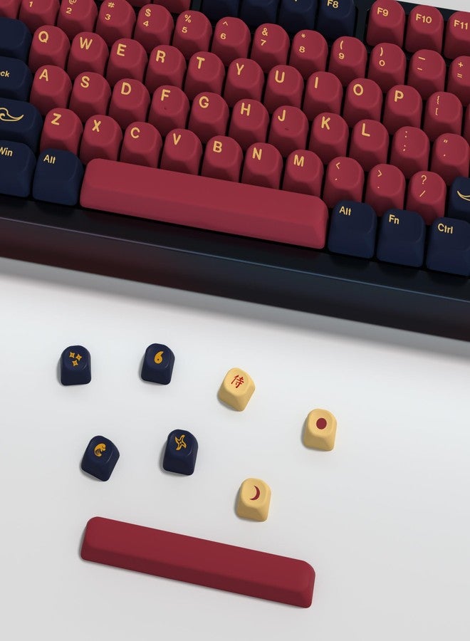 YMKPVR KBDiy Red Samurai Keycaps 60 Percent KOA Profile,Five Sides Dye-Sublimation PBT Retro Custom Keyboard Keycap,131 Keys Cap Set for Cherry Gateron MX Switches Mechanical Keyboards - Image 4