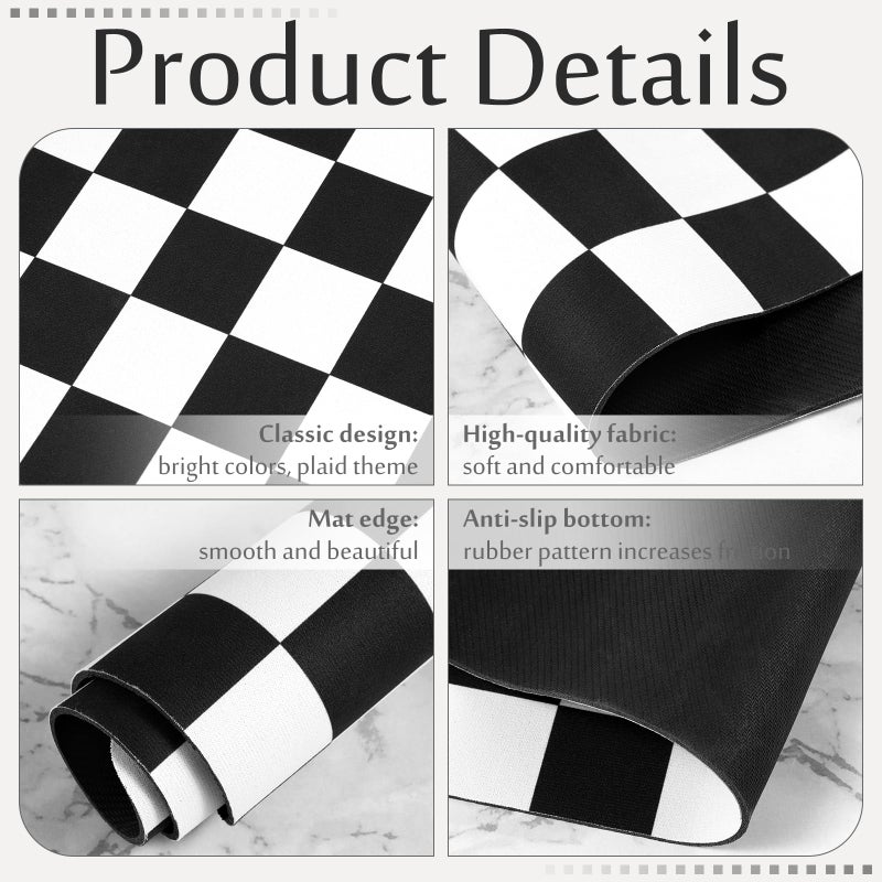 Tinideya Coffee Mat Checkered Dish Drying Mat for Kitchen Counter Coffee Bar Vintage Buffalo Dish Pad Absorbent Kitchen Drying Mat for Bar Station Accessories Easy Clean(Black,12 x 16 Inches) - Image 3