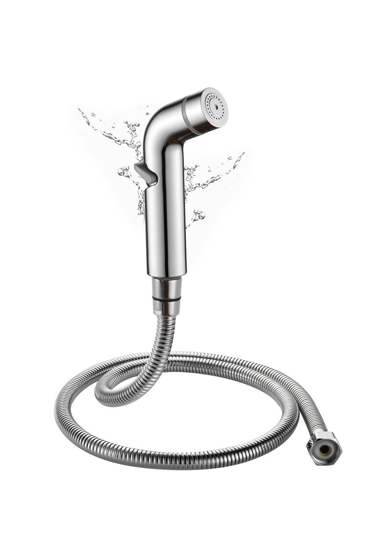 ﺻ ﻮ ﺭ ﺓ ﺍ ﻟ ﻌ ﻼ ﻣ  BRIMIX يده رذاذ بيديه للمرحاض شطاف مجموعة مع 1.2 متر خرطوم القماش حفاضات الحمام تنظيف دش مسلم النظافة الشخصية الكروم - Image 1