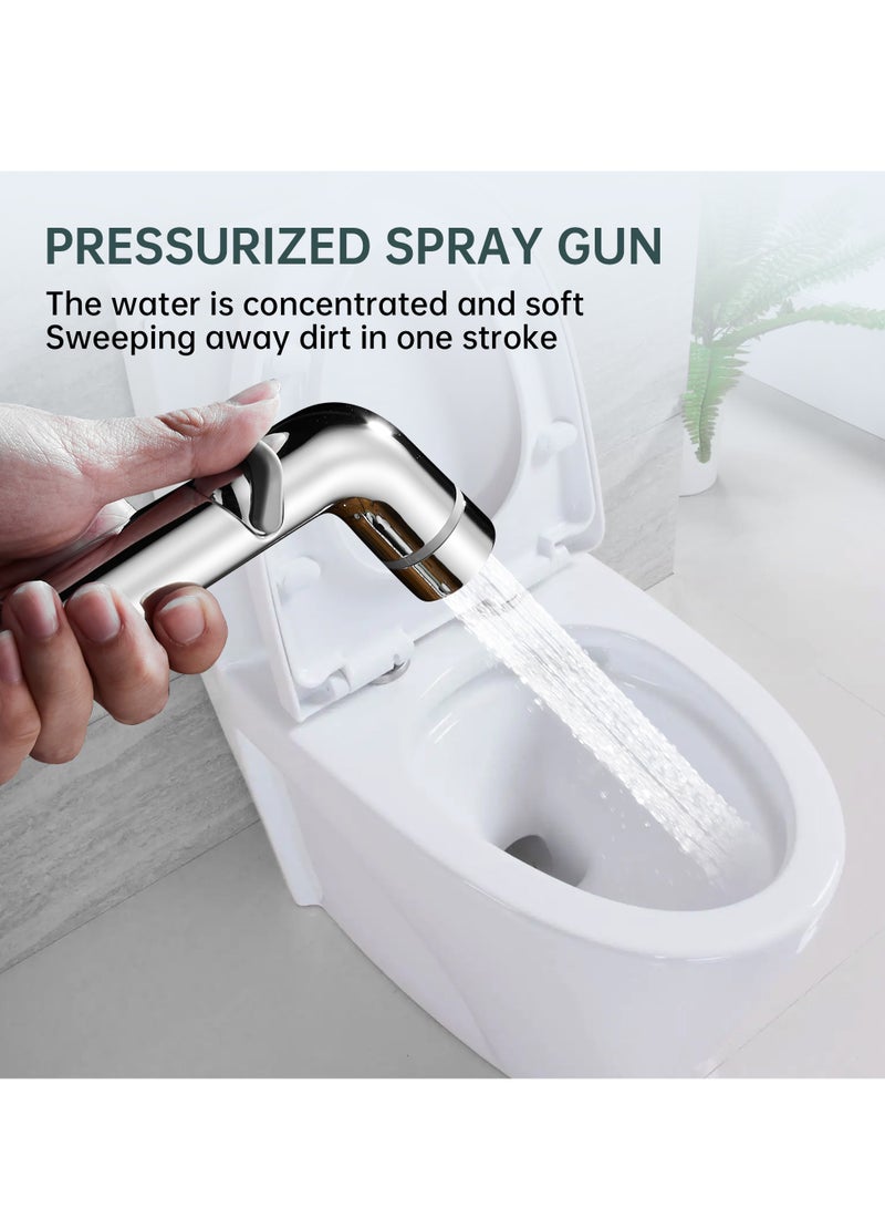 ﺻ ﻮ ﺭ ﺓ ﺍ ﻟ ﻌ ﻼ ﻣ  BRIMIX يده رذاذ بيديه للمرحاض شطاف مجموعة مع 1.2 متر خرطوم القماش حفاضات الحمام تنظيف دش مسلم النظافة الشخصية الكروم - Image 2