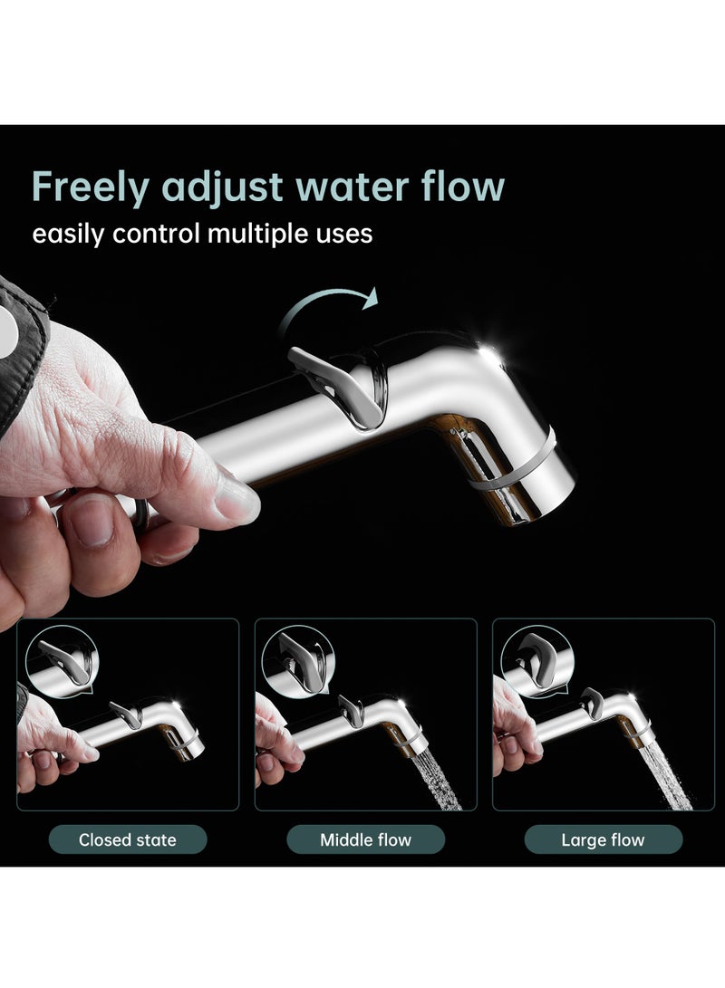 ﺻ ﻮ ﺭ ﺓ ﺍ ﻟ ﻌ ﻼ ﻣ  BRIMIX يده رذاذ بيديه للمرحاض شطاف مجموعة مع 1.2 متر خرطوم القماش حفاضات الحمام تنظيف دش مسلم النظافة الشخصية الكروم - Image 3