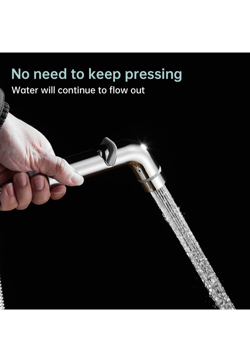 ﺻ ﻮ ﺭ ﺓ ﺍ ﻟ ﻌ ﻼ ﻣ  BRIMIX يده رذاذ بيديه للمرحاض شطاف مجموعة مع 1.2 متر خرطوم القماش حفاضات الحمام تنظيف دش مسلم النظافة الشخصية الكروم - Image 5