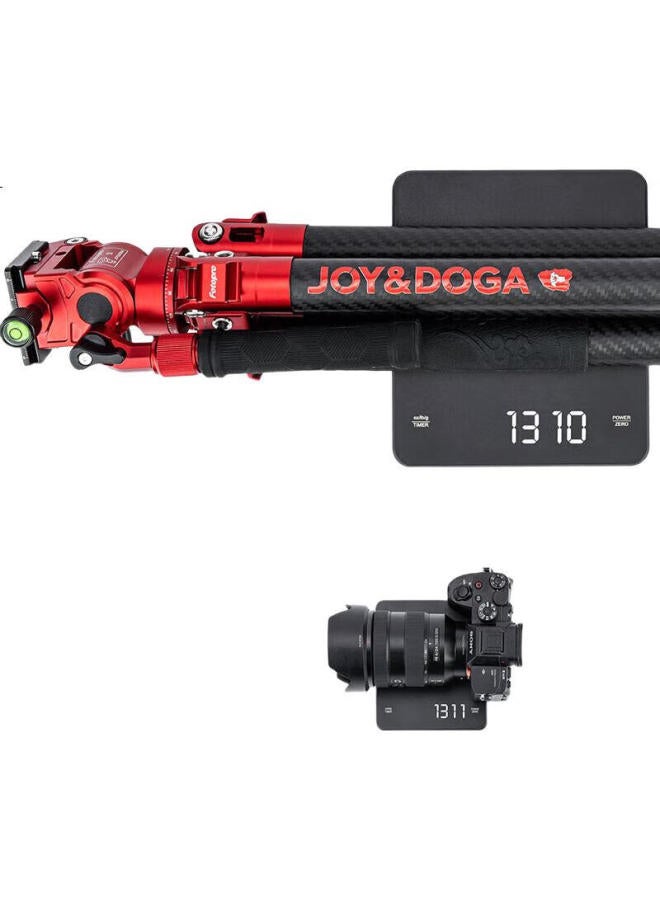 Fotopro & Joy Collaboration, Flying One, Horizontal And Vertical Shooting Hydraulic Head, Carbon Fiber Camera Mirrorless Photography And Videography Tripod, Apple Red, Includes Phone Clamp - Image 2
