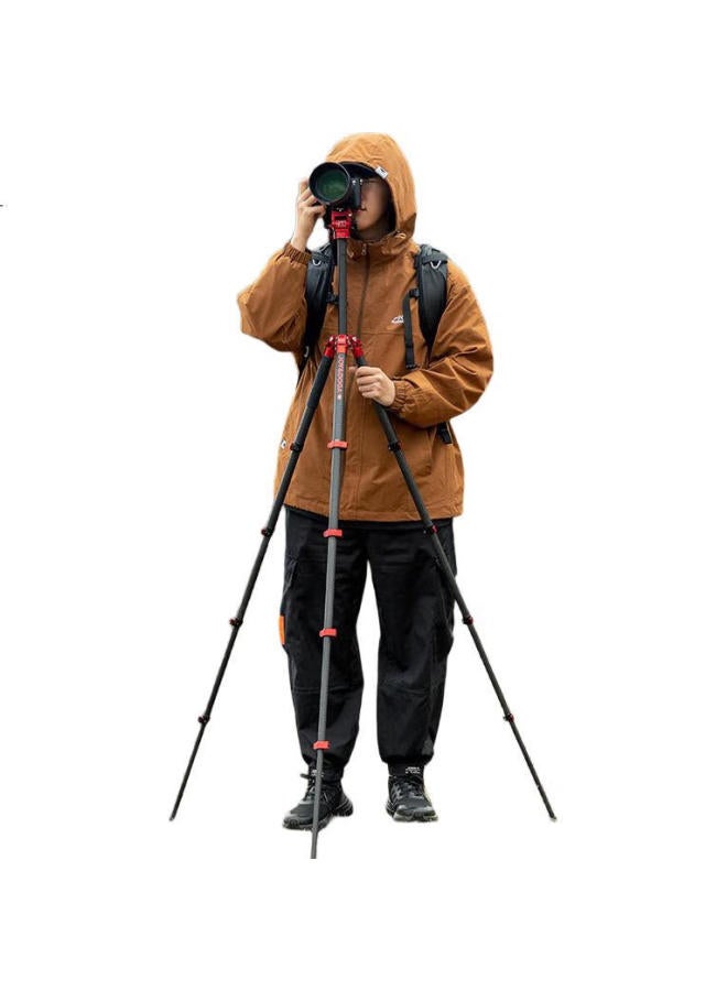 Fotopro & Joy Collaboration, Flying One, Horizontal And Vertical Shooting Hydraulic Head, Carbon Fiber Camera Mirrorless Photography And Videography Tripod, Apple Red, Includes Phone Clamp - Image 3