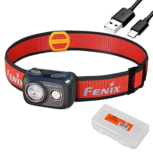 Fenix HL32R-T Trail Running Headlamp, 800 Lumen USB-C Rechargeable Lightweight Bright with Spotlight and FloodLight Dual Beam and a Cable Organizer (Black) - Image 1