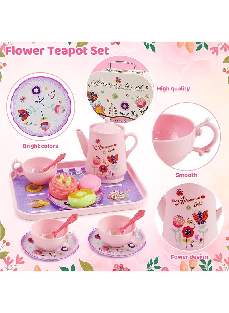 توبيتش 42 قطعة مجموعة لعبة الحفلة الشاي - ألعاب تছيل للفتيات، لعبة مطبخ للأولاد مع علبة حمل ومشروبات حارة - Image 5