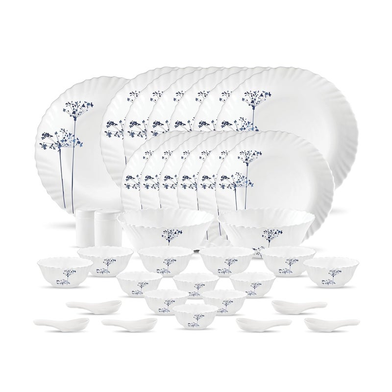 La Opala La Opala, Novo Collection, Opal Glass Dinner Set 35 pcs, Aqua Spray, White  - Image 1