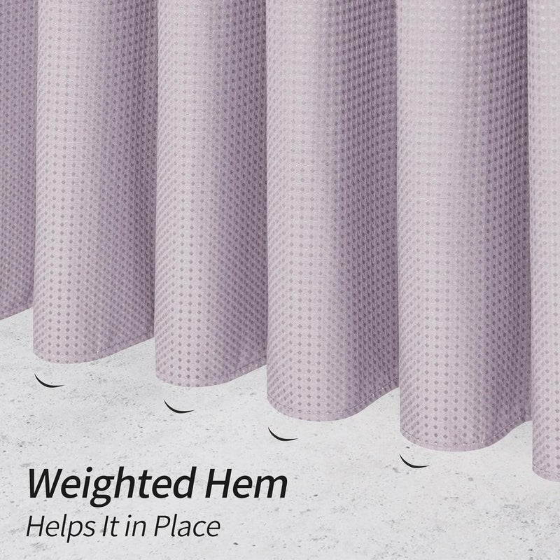 MitoVilla Purple Waffle Fabric Shower Curtain, Heavy Waffle Weave Textured Shower Curtains for Modern Luxury Bathroom Decor, Weighted Hotel Spa Shower Curtain, 72 x 72, Lavender - Image 5