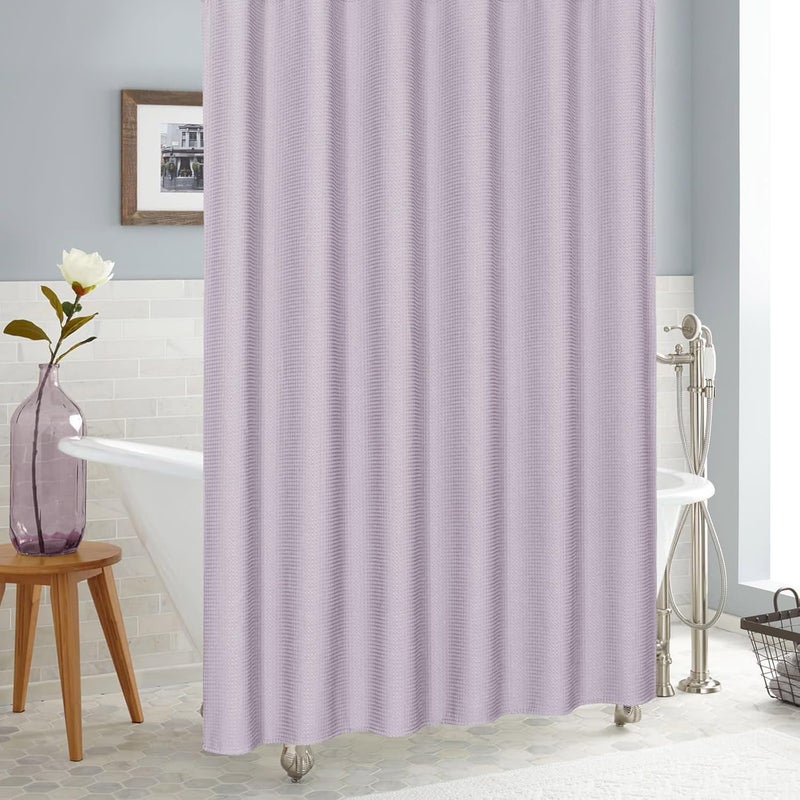 MitoVilla Purple Waffle Fabric Shower Curtain, Heavy Waffle Weave Textured Shower Curtains for Modern Luxury Bathroom Decor, Weighted Hotel Spa Shower Curtain, 72 x 72, Lavender - Image 2