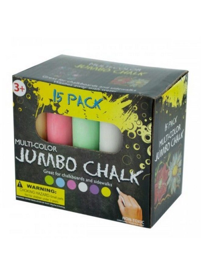 Kole Imports Jumbo Multicolor Outdoor Sidewalk Chalk 15 Piece Washable Premium Set - Image 1