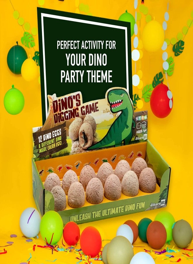 JitteryGit Jittery Jit | Dino Eggs Dig Kit, Dinosaur Eggs for Kids 3-5, Perfect for Dinosaur Birthday Party Supplies |Party Games - 12 Dino Eggs Excavation Set for Kids - Image 3