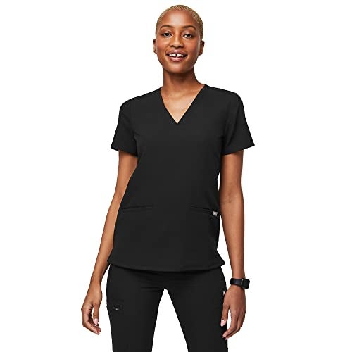 FIGS Casma Three-Pocket Scrub Top for Women – Black, XXS - Image 1