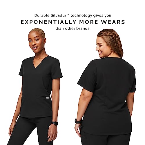 FIGS Casma Three-Pocket Scrub Top for Women – Black, XXS - Image 4