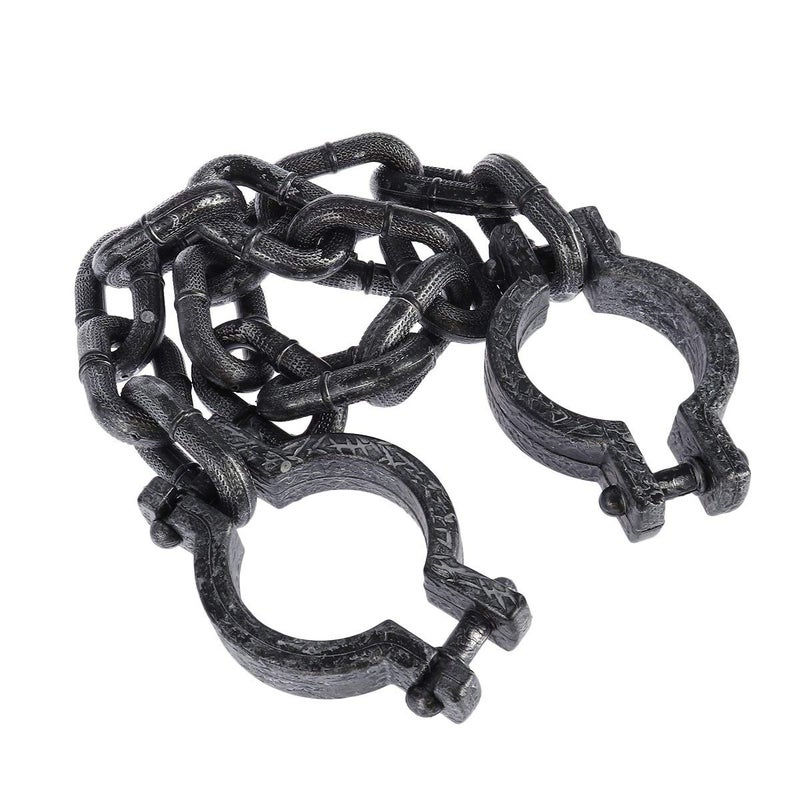 BESTOYARD Halloween Plastic Wrist Shackles  with Chain Links for Cosplay Costume Party Decoration, Black, 35 Inches Long - Image 1