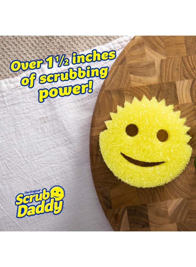 Scrub Daddy Original Dish Sponge Twin Pack, Smiley Face Sponges for Cleaning & Washing Up - Multipack Kitchen Non Scratch Scourers with FlexTexture Firm & Soft Scrubbing, Dishwashing Scrubber - Yellow - Image 3