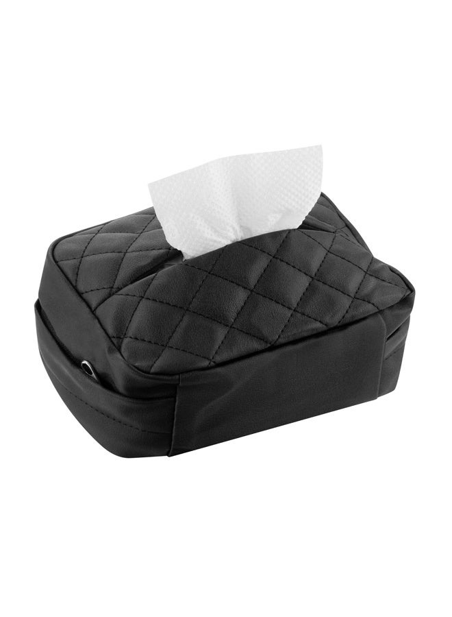 LAWAZIM Car Tissue Holder - Tissues Box Cover Backseat Rectangular Napkin Holder to Keep The Car Tidy with Adjustable Strap, Buckle, and Zipper Closure - Car Napkin Storage Organizer (Black) - Image 1