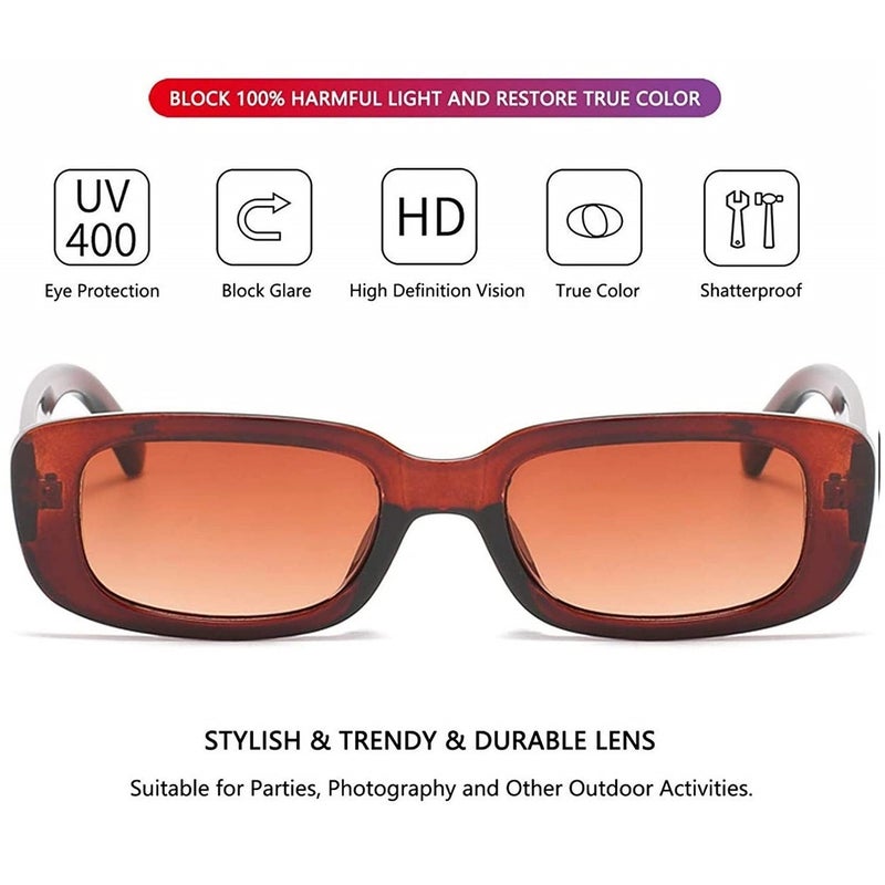 Dervin UV Protected Rectanglular Retro Driving Narrow Square Frame Sunglasses for Women - Image 2