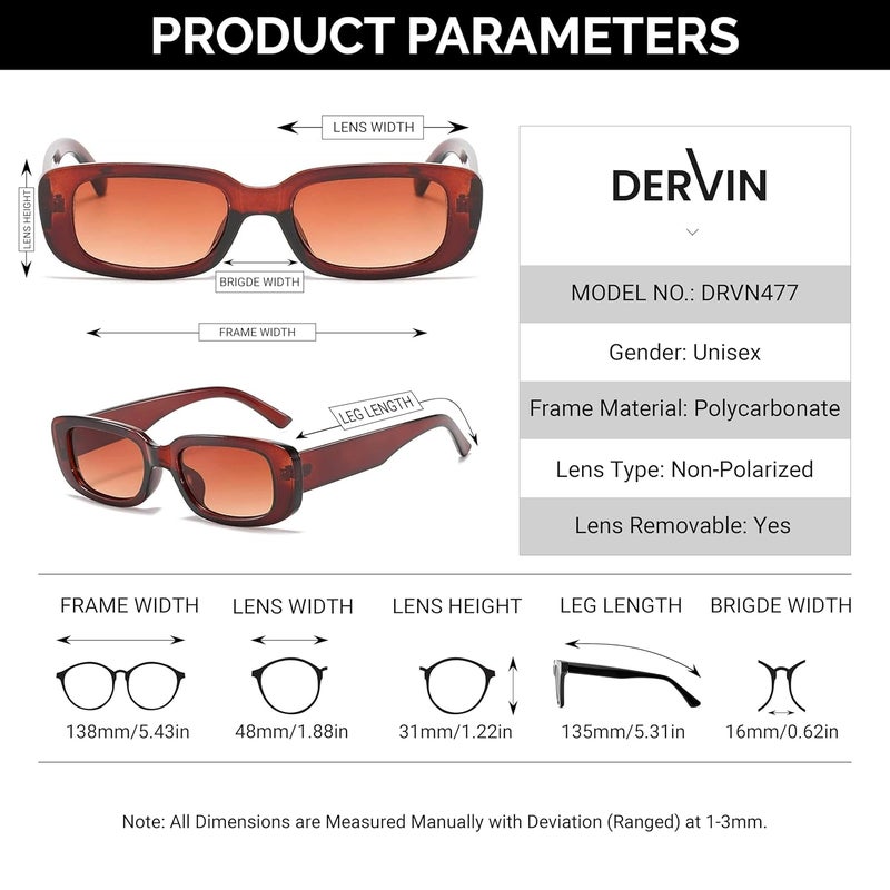 Dervin UV Protected Rectanglular Retro Driving Narrow Square Frame Sunglasses for Women - Image 5