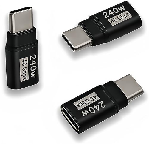 basecolors USB C Extender Adapter Straight (3 Pack) 40Gbps 240W Cable Extension Type-C Low Profile Male to Female Thunderbolt QC & Data Transfer for USB-C Devices - Image 1