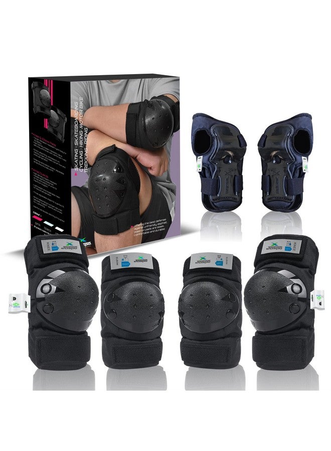Jaspo jaspo Plastron Saver 3 Professional Protective Set (Knee/Elbow/Wrist Guard) Multi Purpose Safety Kit for Skateboarding, Roller Skating, Inline Skating, Cycling and Other Sports (Medium, Black) - Image 1