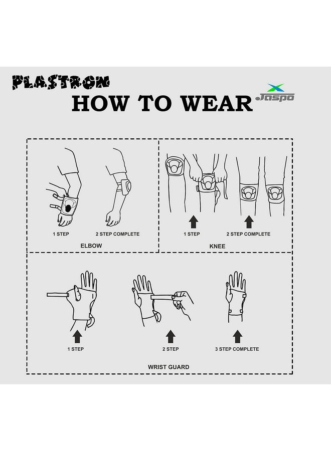 Jaspo jaspo Plastron Saver 3 Professional Protective Set (Knee/Elbow/Wrist Guard) Multi Purpose Safety Kit for Skateboarding, Roller Skating, Inline Skating, Cycling and Other Sports (Medium, Black) - Image 5
