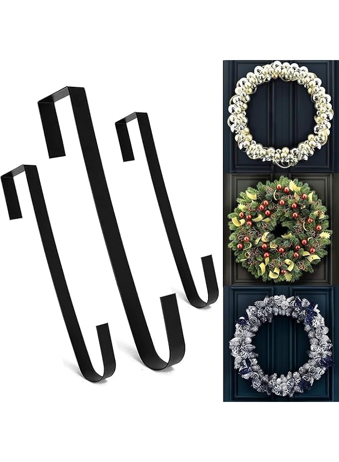 S-TOP Wreath Hanger for Front Door, 15 Inch Black Steel, 3 Pack Over The Door Hooks - Image 1