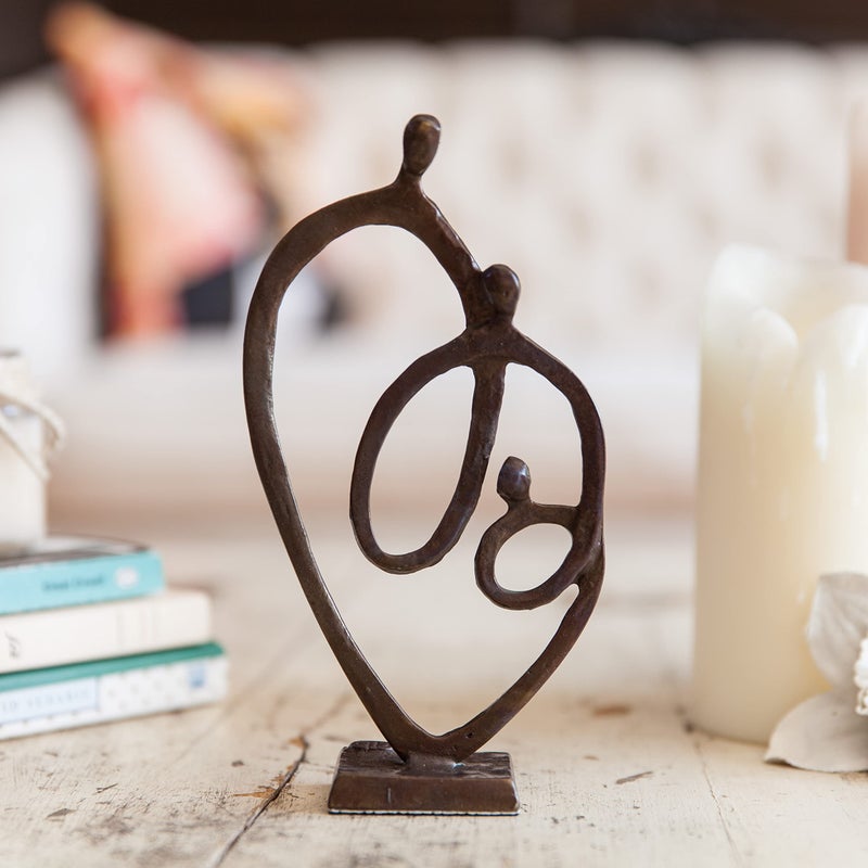 Danya B Danya B. Family of 3 Heart Ring of Love Sand-Casted Bronze Sculpture  Contemporary Decor for Home or Office  Gift for a Family of 3  Wedding  Birthday or New Baby  - Image 2