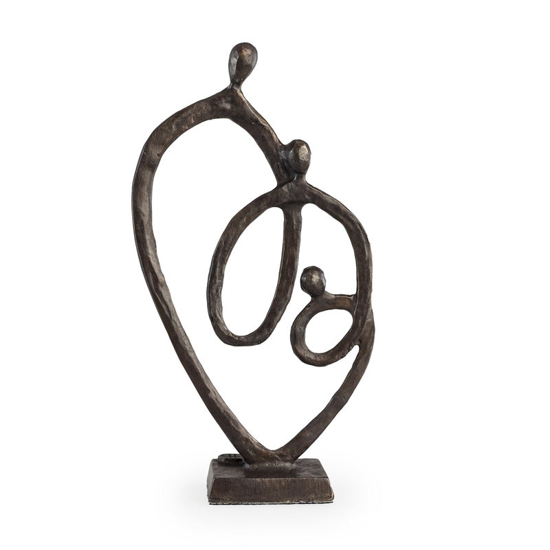 Danya B Danya B. Family of 3 Heart Ring of Love Sand-Casted Bronze Sculpture  Contemporary Decor for Home or Office  Gift for a Family of 3  Wedding  Birthday or New Baby  - Image 1