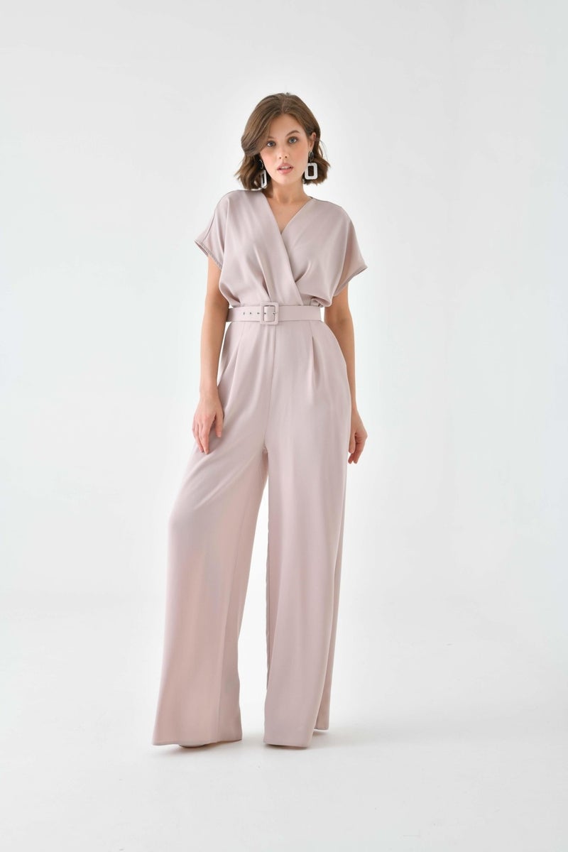 Garmi Women's Belted Jumpsuit Beige  - Image 1
