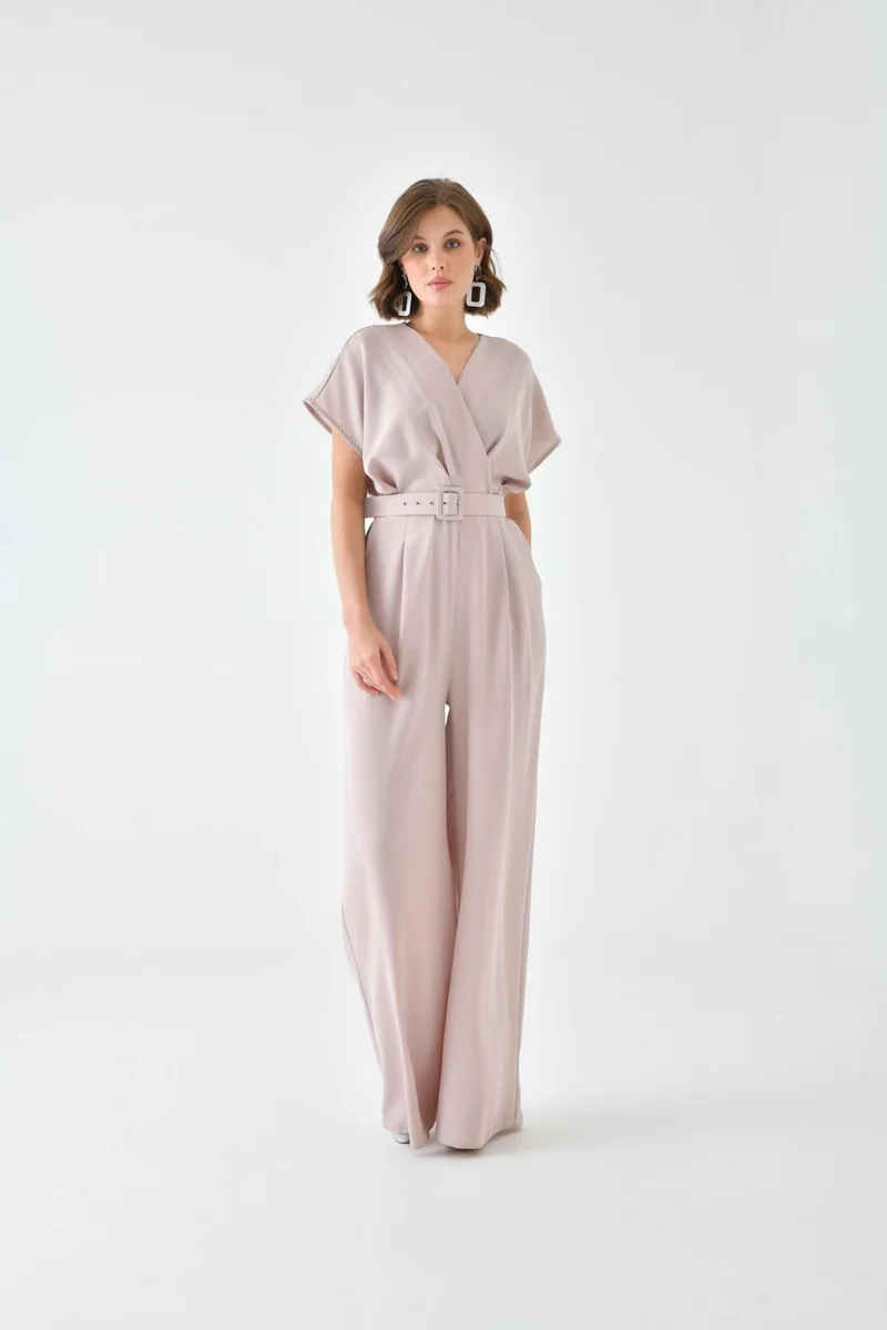 Garmi Women's Belted Jumpsuit Beige
