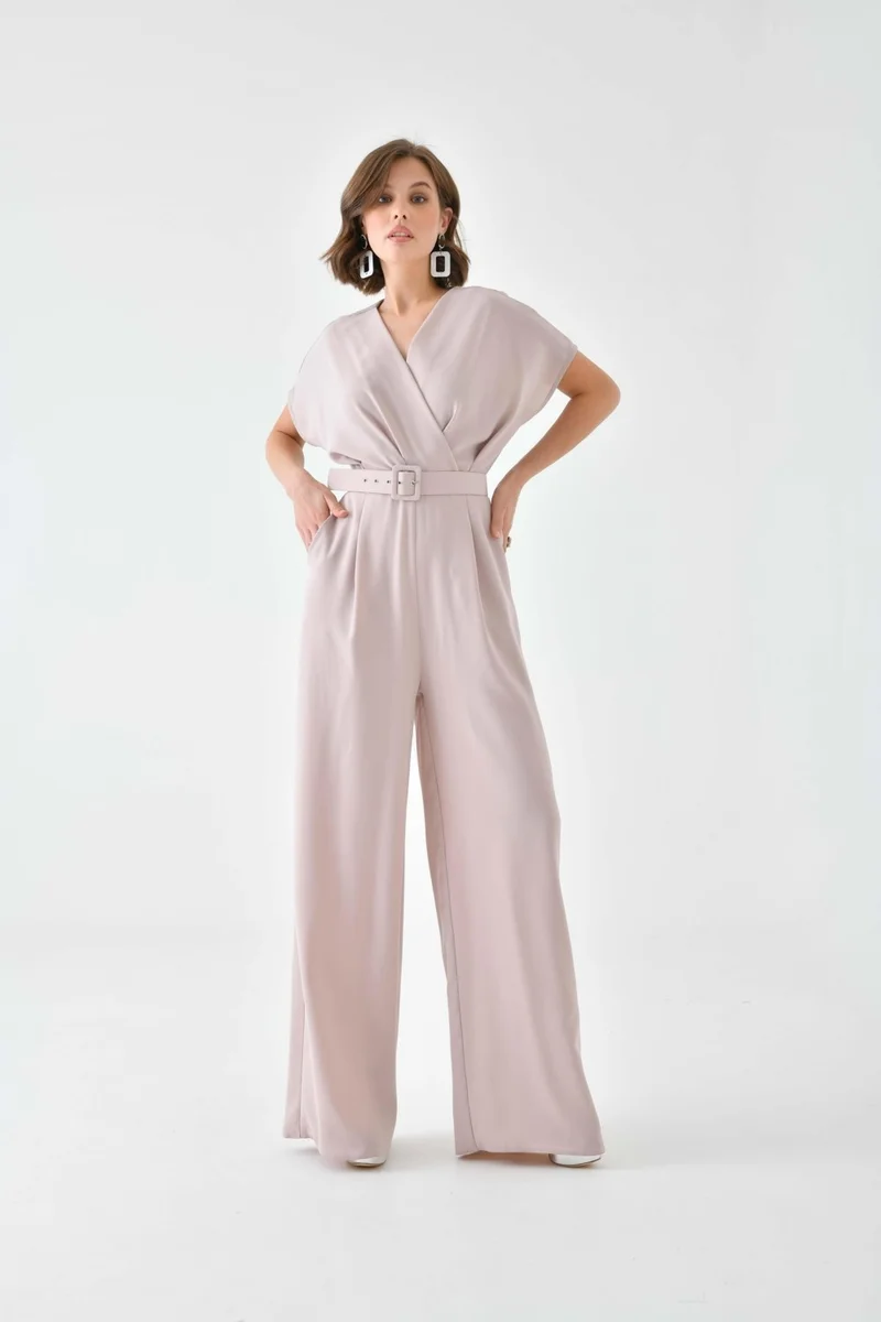 Garmi Women's Belted Jumpsuit Beige