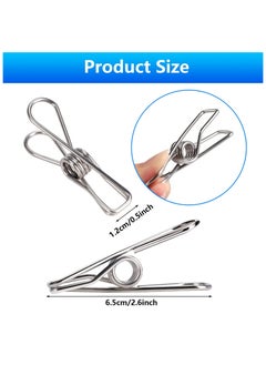sokany Clothes Pins Pegs, 20 Pieces Stainless Steel Windproof Laundry Hanging Wire Clips for Home Blanket Towel Clothes, 6.5cm/2.56 Inch (Silver)  - Image 2