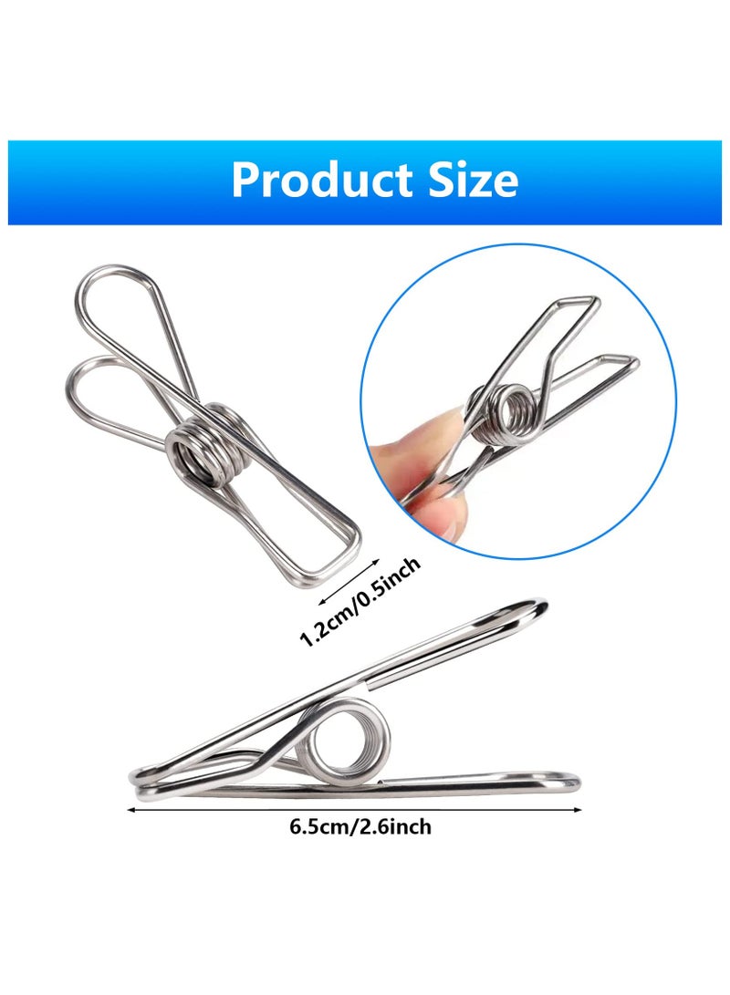 sokany Clothes Pins Pegs, 20 Pieces Stainless Steel Windproof Laundry Hanging Wire Clips for Home Blanket Towel Clothes, 6.5cm/2.56 Inch (Silver) - Image 2
