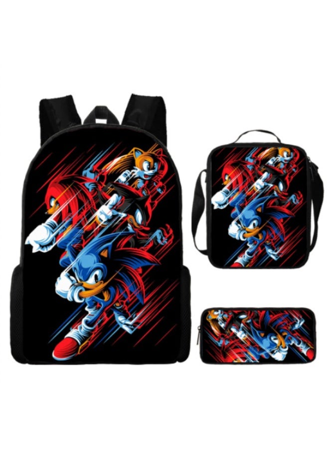 SONIC New Sonic Backpack, Pencil Case Crossbody Bag, Three-Piece Style, Boys' and Girls' Backpack, Casual Sports Travel Backpack, Student Schoolbag - Image 1