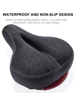 GNAFOTU Comfortable Men Women Bike Seat, Memory Cotton Filled Leather Wide Bicycle Saddle, Non-Slip, Soft Breathable Double Spring Design Suitable for Most Bike  - Image 3